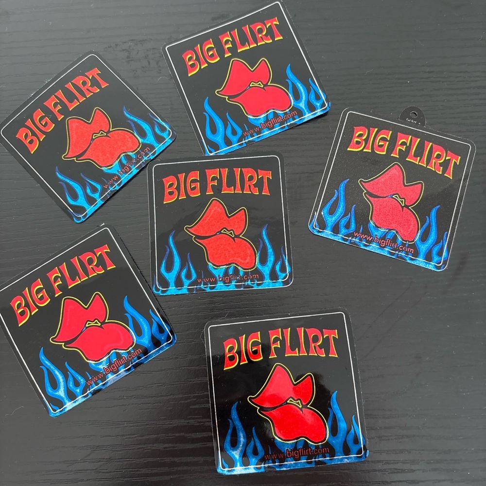 Vintage Y2K Big Flirt Red and Blue Stickers - Picture 1 of 13